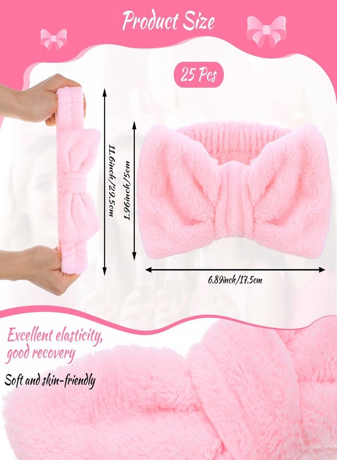 Kifmurase 25Pcs Spa Headbands, Makeup Headbands, Bow Tie Hair Band, Pink Skincare Headband for Washing Face, Cosmetic Facial Sports Yoga Elastic Headband - Image 2